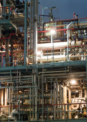 Oil and gas industry at night